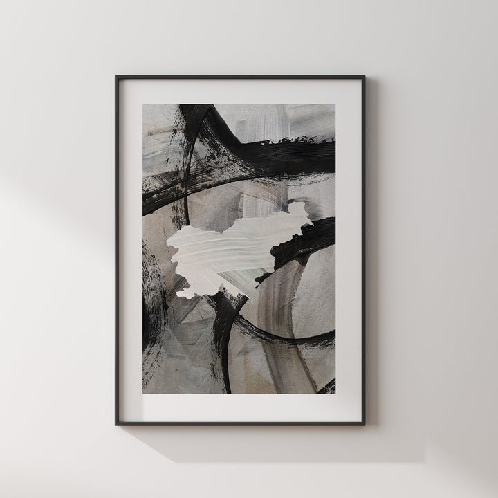 Slovenia Map | Black & Grey Abstract Painting Map of Slovenia Wall Art Print | Slovenia Traval Poster