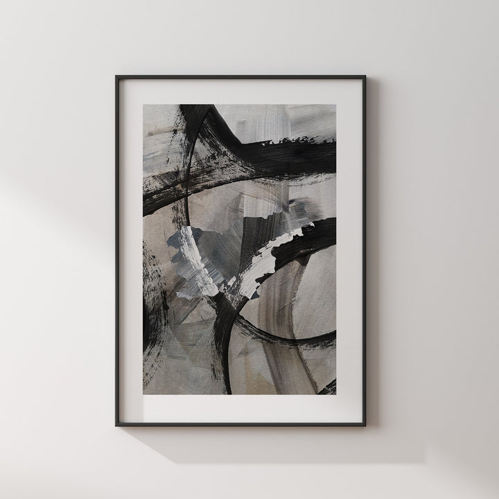 Slovenia Map | Black & Grey Abstract Painting Map of Slovenia Wall Art Print | Slovenia Traval Poster