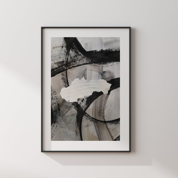 Slovakia Map | Black & Grey Abstract Painting Map of Slovakia Wall Art Print | Slovakia Traval Poster