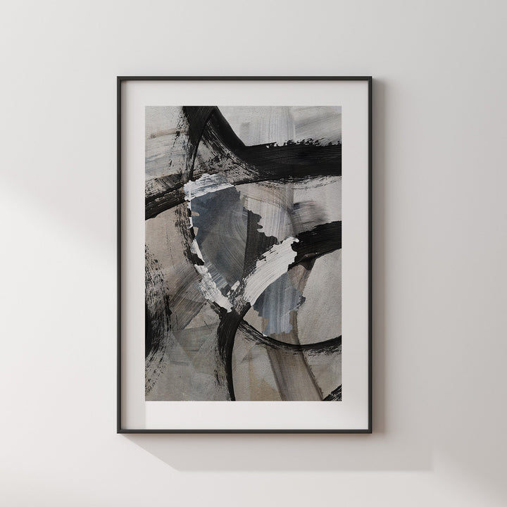 Serbia Map | Black & Grey Abstract Painting Map of Serbia Wall Art Print | Serbia Traval Poster