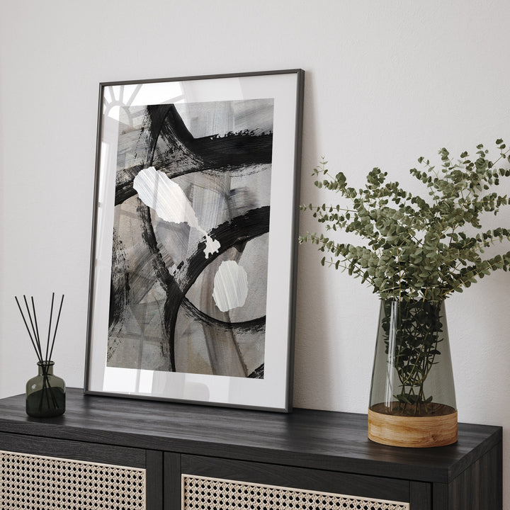 Saint Kitts & Nevis Map | Black Grey Abstract Painting Map of Saint Kitts Nevis Wall Art Print | Saint Kitts Nevis Traval Poster