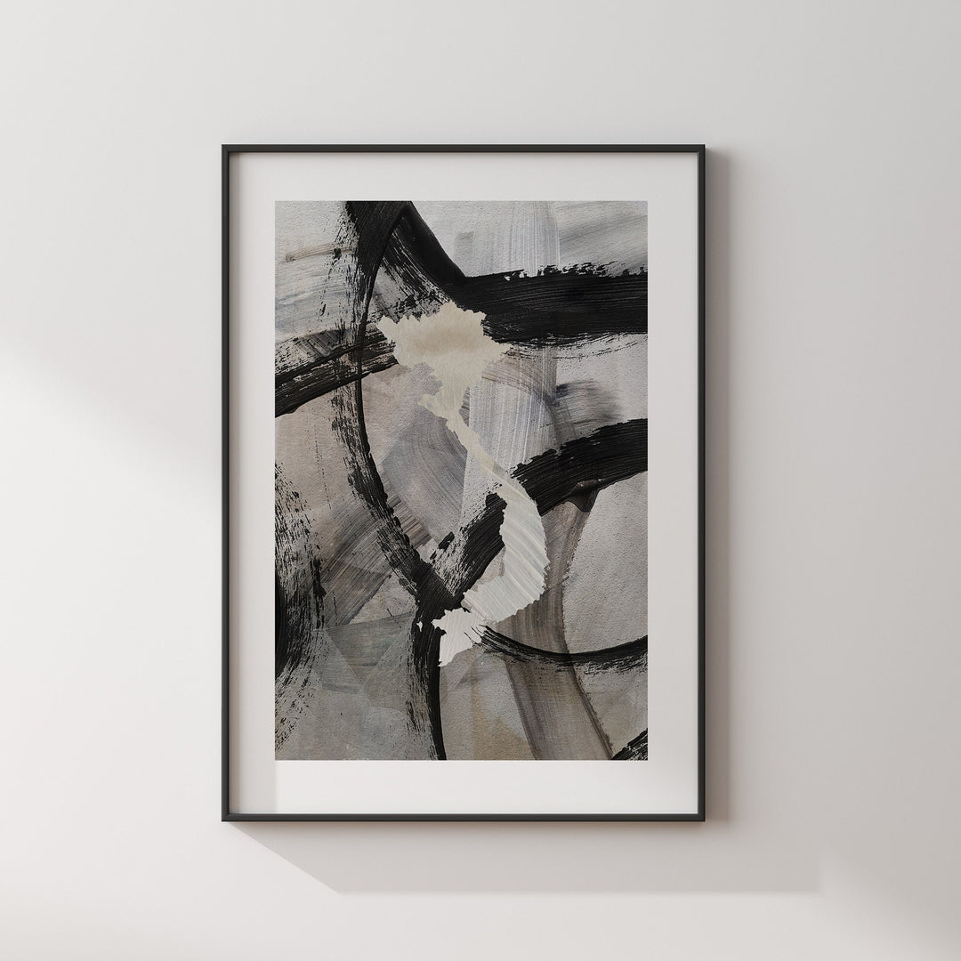 Vietnam Map | Black Grey Abstract Painting Map of Vietnam Wall Art Print | Vietnam Traval Poster