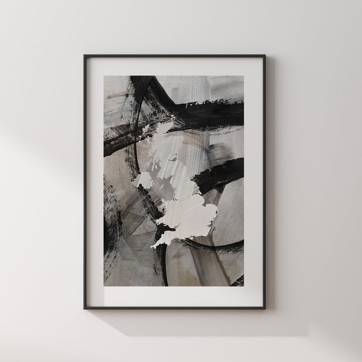 United Kingdom Map | Black & Grey Abstract Painting Map of UK Wall Art Print | Great Britain Traval Poster