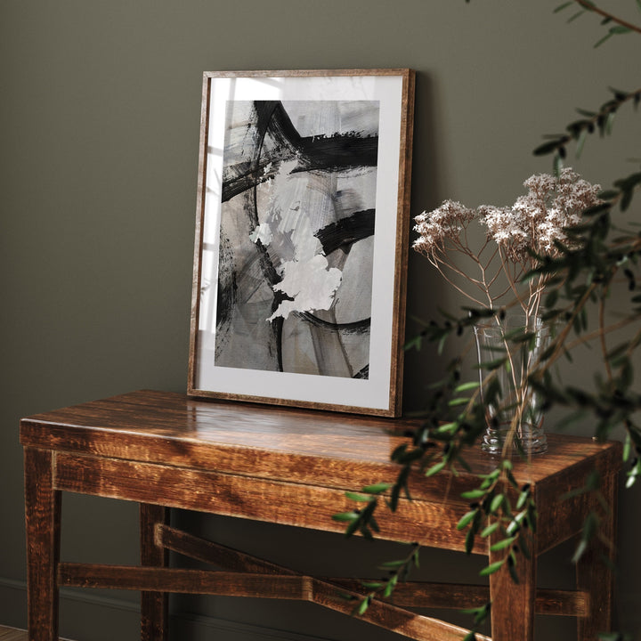 United Kingdom Map | Black & Grey Abstract Painting Map of UK Wall Art Print | Great Britain Traval Poster