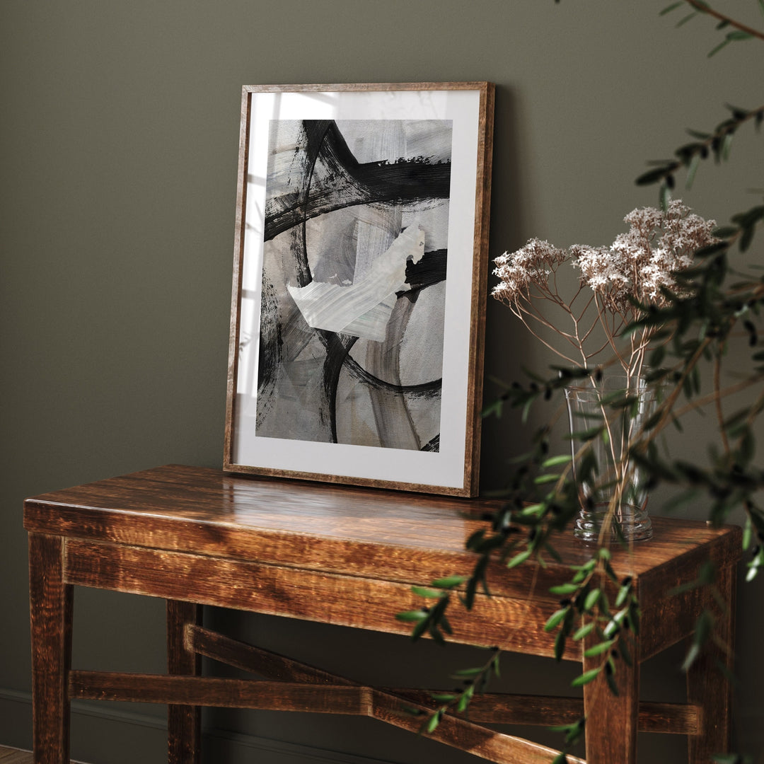 United Arab Emirates Map | Black & Grey Abstract Painting Map of UAE Wall Art Print | United Arab Emirates Traval Poster