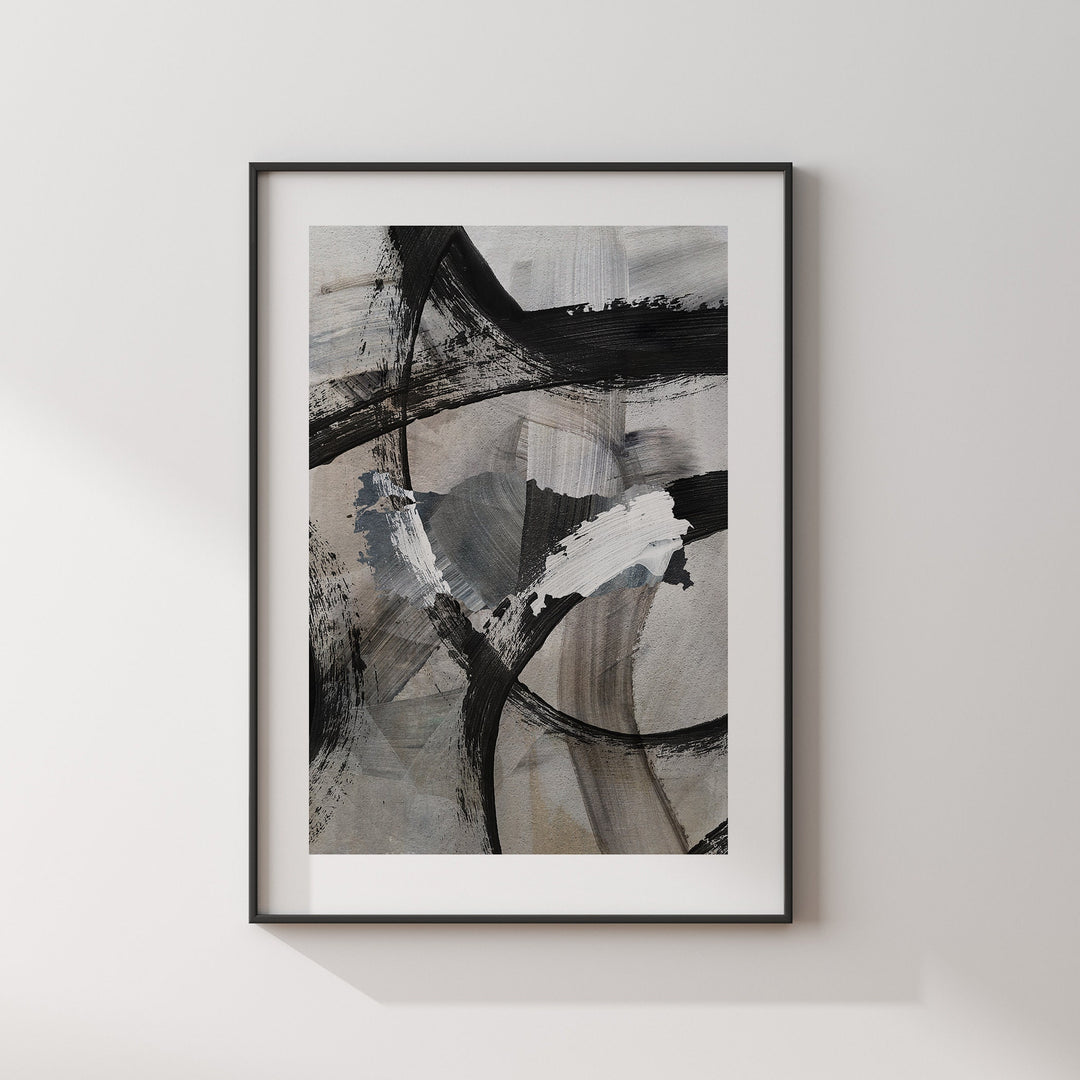 Turkey Map | Black & Grey Abstract Painting Map of Turkey Wall Art Print | Turkey Traval Poster