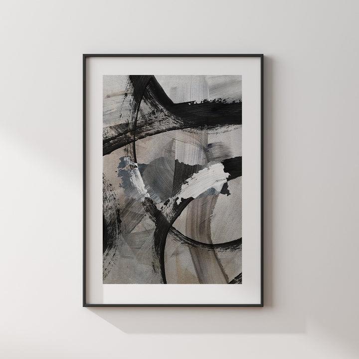Turkey Map | Black & Grey Abstract Painting Map of Turkey Wall Art Print | Turkey Traval Poster