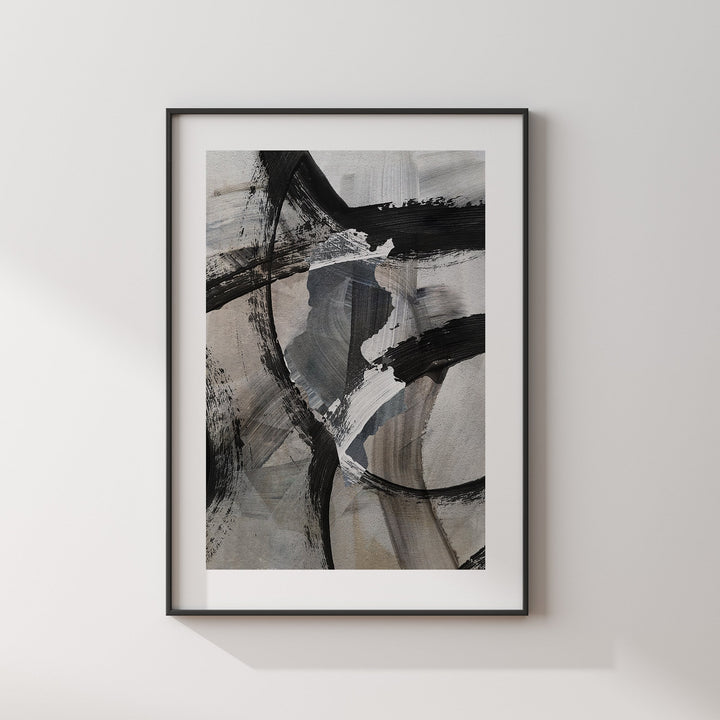Tunisia Map | Black & Grey Abstract Painting Map of Tunisia Wall Art Print | Tunisia Traval Poster