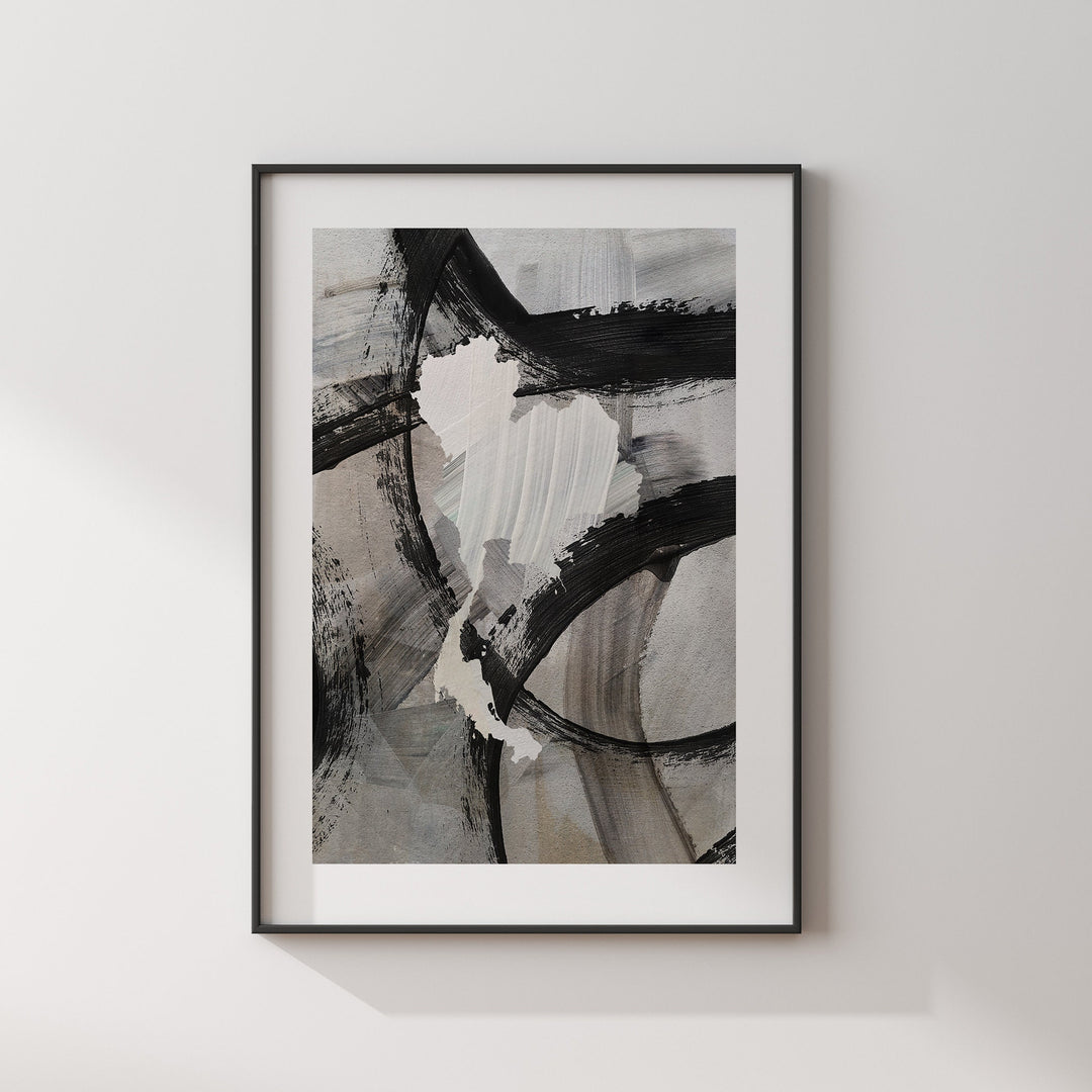 Thailand Map | Black & Grey Abstract Painting Map of Thailand Wall Art Print | Thailand Traval Poster