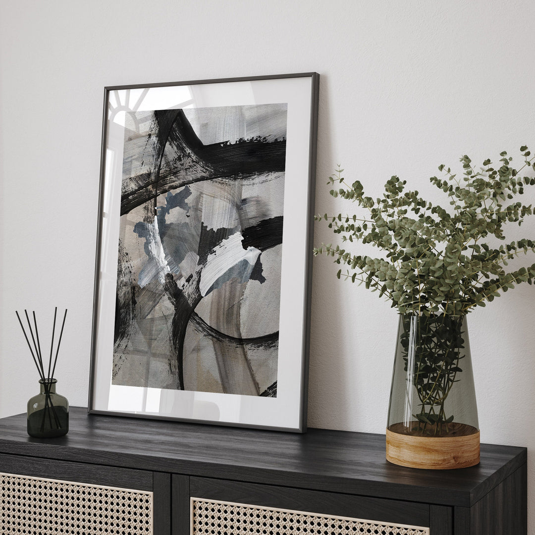 Tajikistan Map | Black & Grey Abstract Painting Map of Tajikistan Wall Art Print | Tajikistan Traval Poster