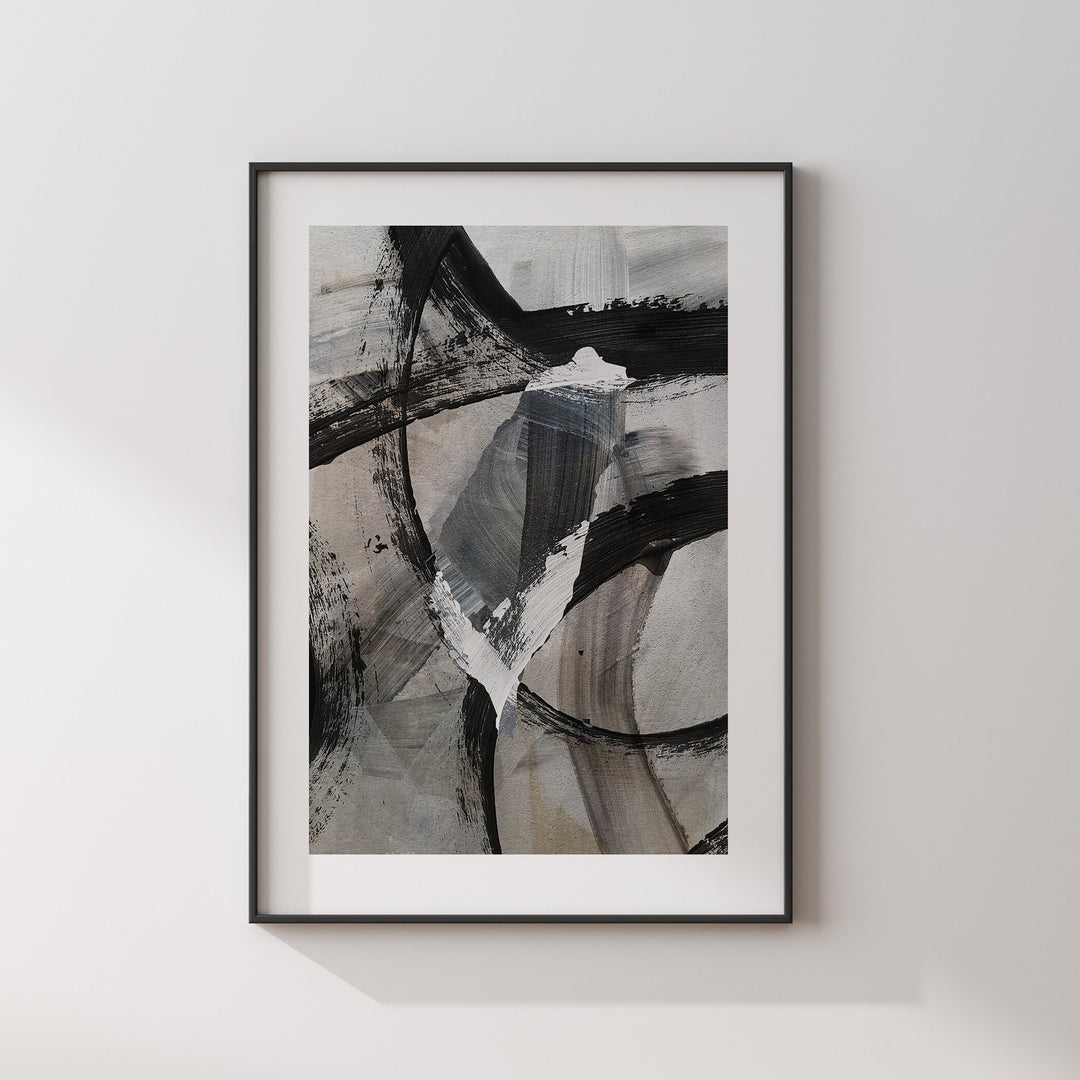 Taiwan Map | Black & Grey Abstract Painting Map of Taiwan Wall Art Print | Taiwan Traval Poster