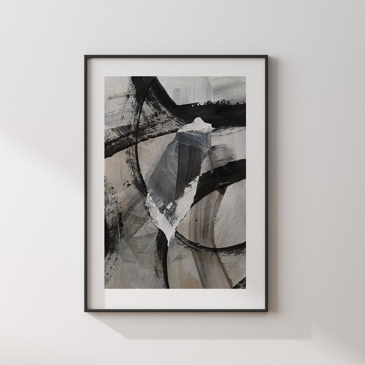 Taiwan Map | Black & Grey Abstract Painting Map of Taiwan Wall Art Print | Taiwan Traval Poster