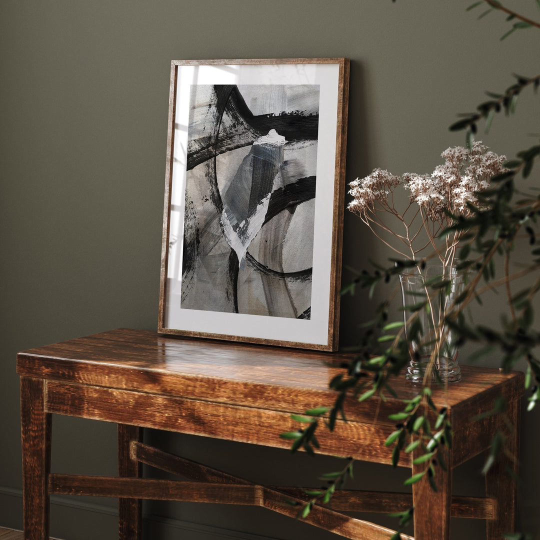 Taiwan Map | Black & Grey Abstract Painting Map of Taiwan Wall Art Print | Taiwan Traval Poster