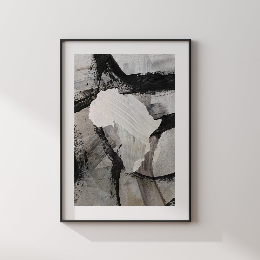 Africa Map | Black & Grey Abstract Painting Map of Africa Wall Art Print | Africa Traval Poster