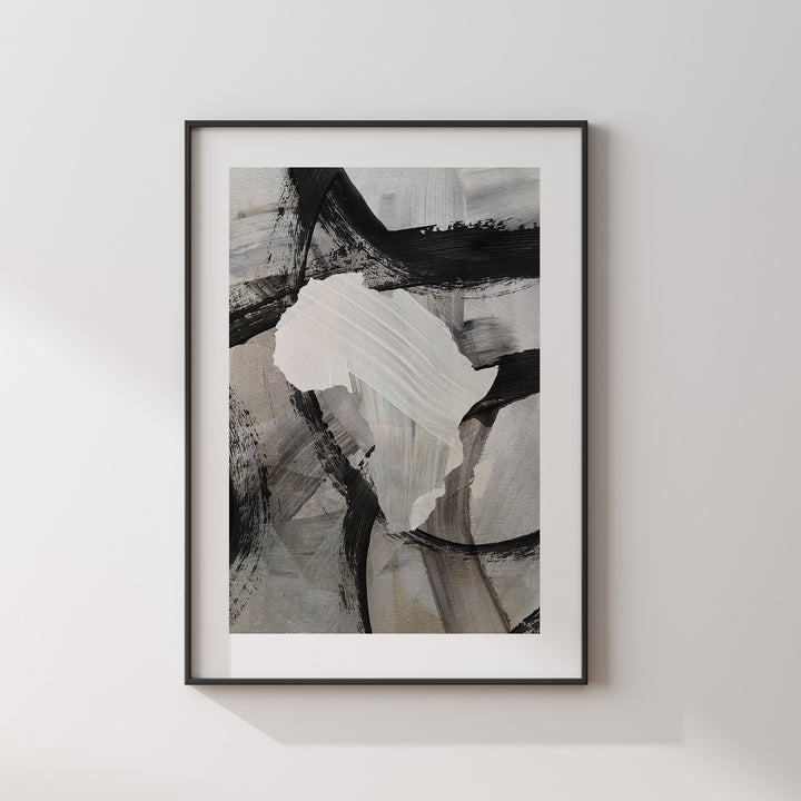 Africa Map | Black & Grey Abstract Painting Map of Africa Wall Art Print | Africa Traval Poster