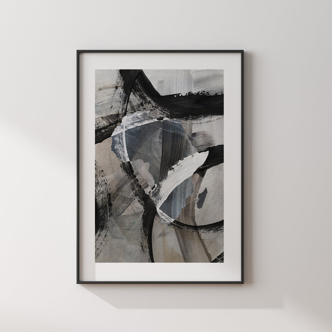 Africa Map | Black & Grey Abstract Painting Map of Africa Wall Art Print | Africa Traval Poster