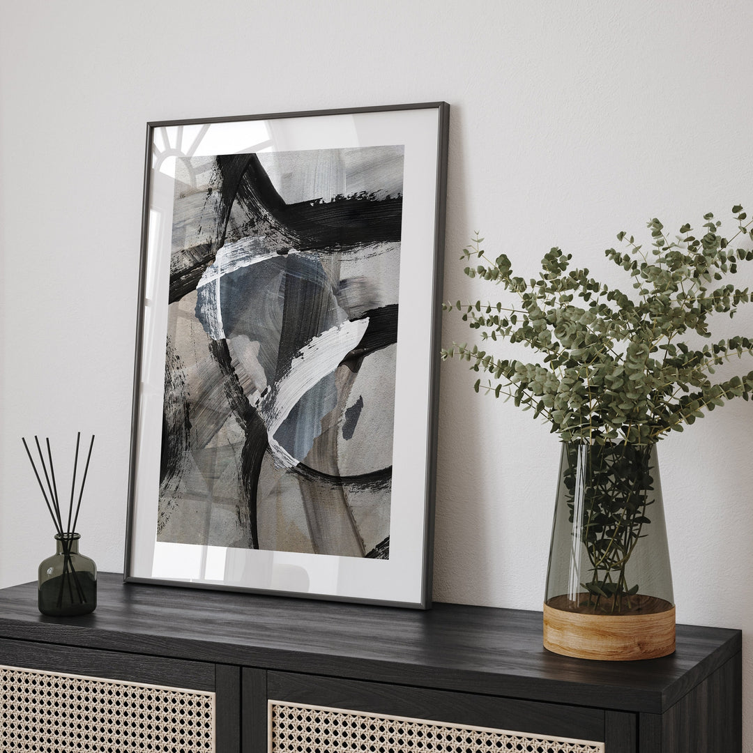 Africa Map | Black & Grey Abstract Painting Map of Africa Wall Art Print | Africa Traval Poster