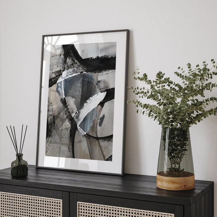 Africa Map | Black & Grey Abstract Painting Map of Africa Wall Art Print | Africa Traval Poster