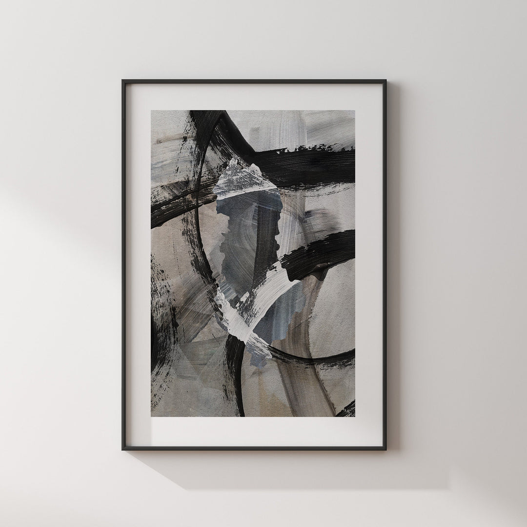 Albania Map | Black & Grey Abstract Painting Map of Albania Wall Art Print | Albania Traval Poster