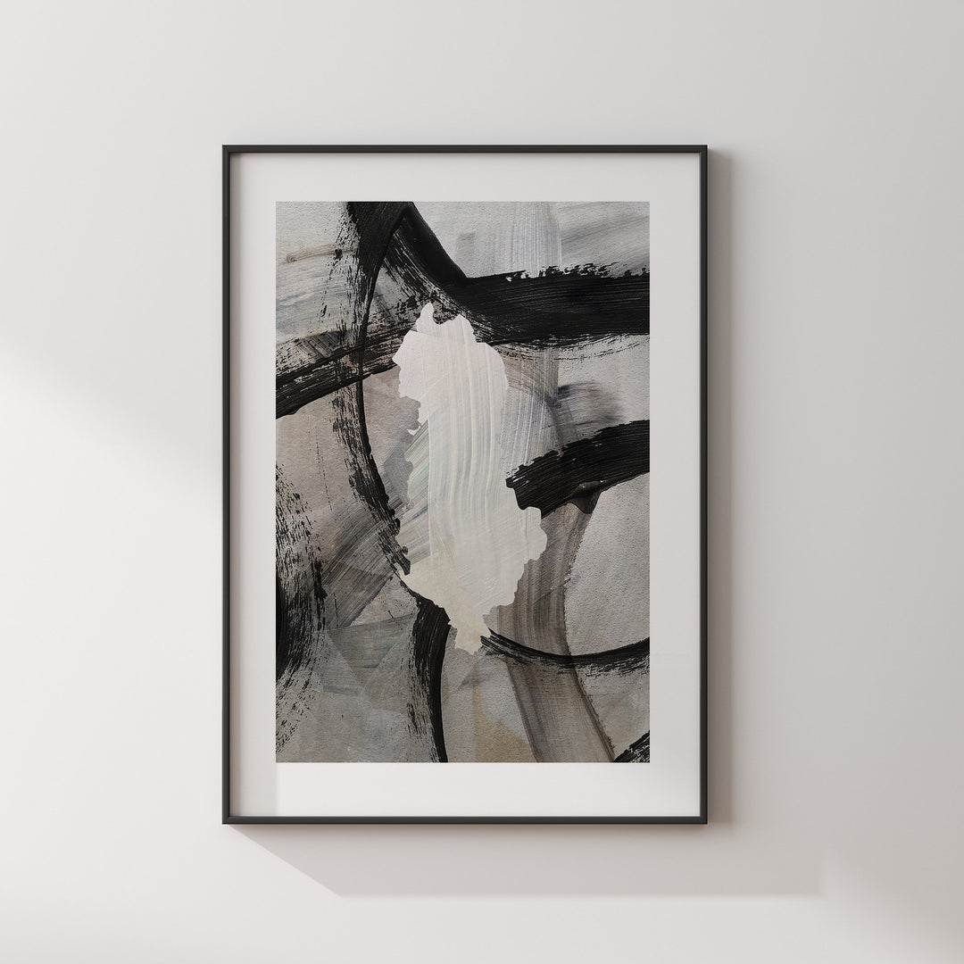 Albania Map | Black & Grey Abstract Painting Map of Albania Wall Art Print | Albania Traval Poster