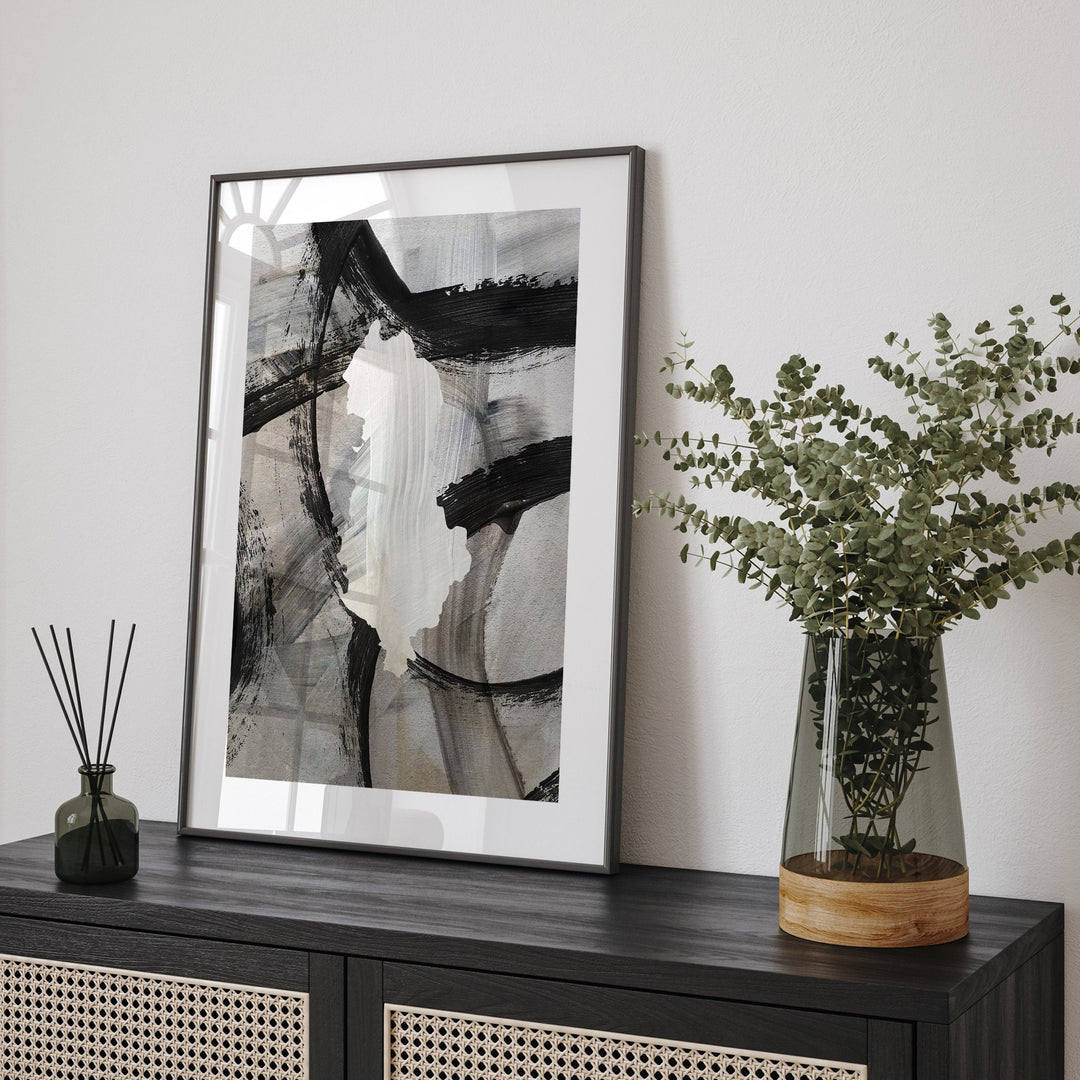 Albania Map | Black & Grey Abstract Painting Map of Albania Wall Art Print | Albania Traval Poster