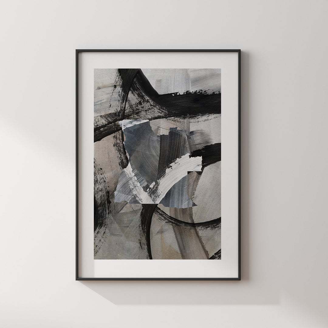 Angola Map | Black & Grey Abstract Painting Map of Angola Wall Art Print | Angola Traval Poster