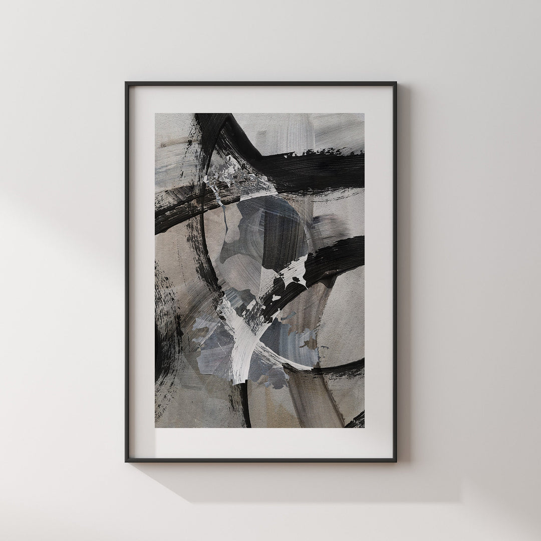 Antigua and Barbuda Map | Black & Grey Abstract Painting Map of Antigua and Barbuda Wall Art Print | Antigua and Barbuda Traval Poster