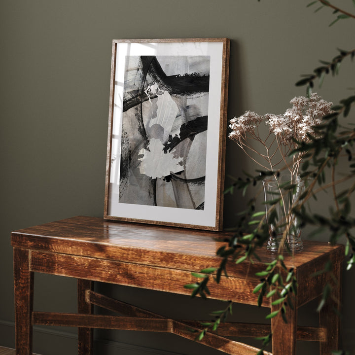 Antigua and Barbuda Map | Black & Grey Abstract Painting Map of Antigua and Barbuda Wall Art Print | Antigua and Barbuda Traval Poster