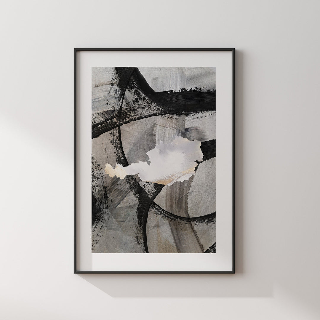 Austria Map | Black & Grey Abstract Painting Map of Austria Wall Art Print | Austria Traval Poster