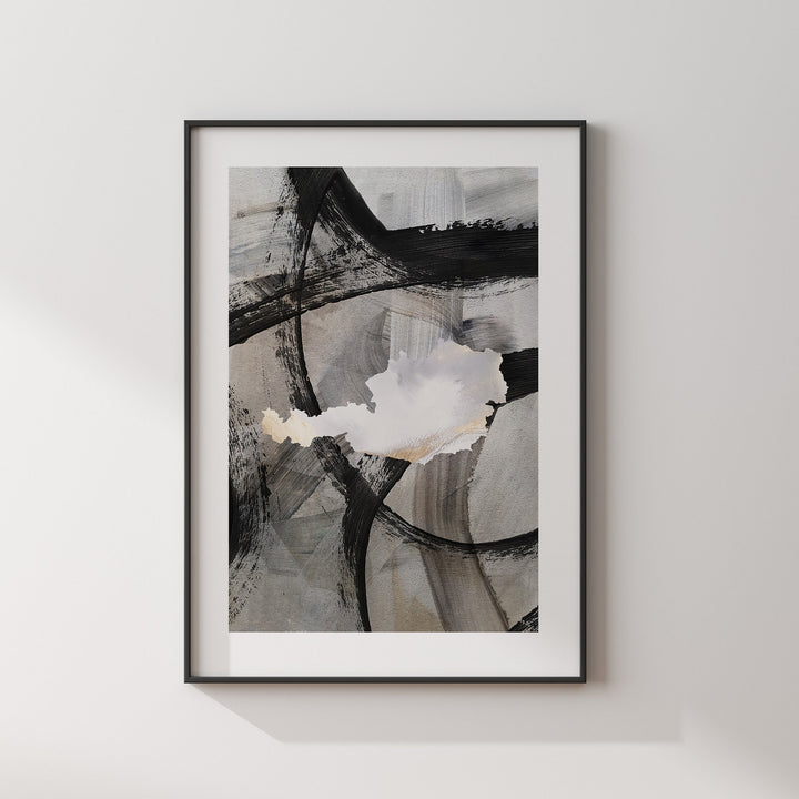 Austria Map | Black & Grey Abstract Painting Map of Austria Wall Art Print | Austria Traval Poster
