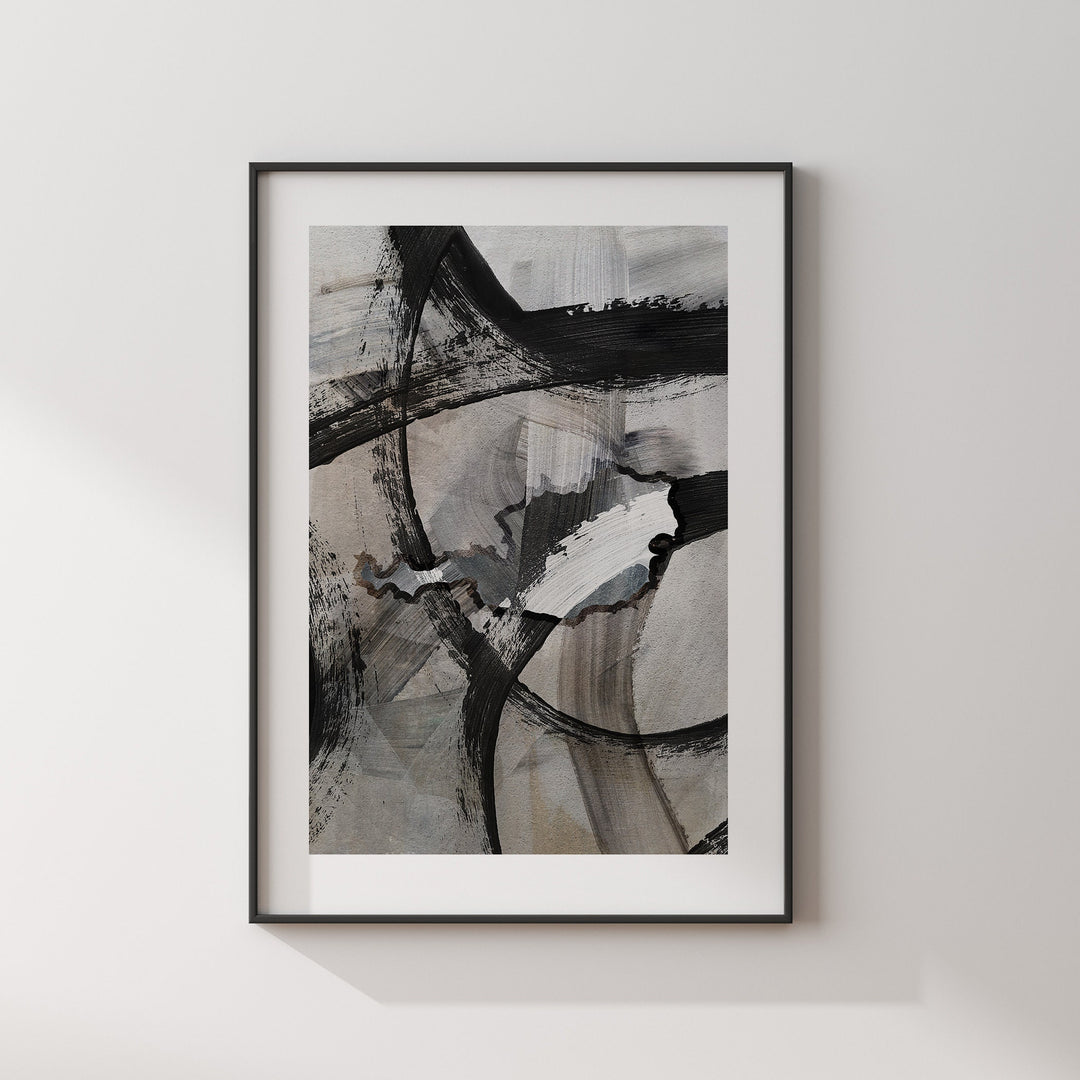 Austria Map | Black & Grey Abstract Painting Map of Austria Wall Art Print | Austria Traval Poster