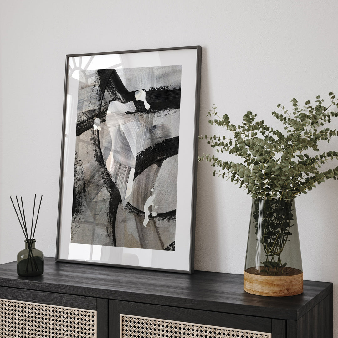 Bahrain Map | Black & Grey Abstract Painting Map of Bahrain Wall Art Print | Bahrain Traval Poster