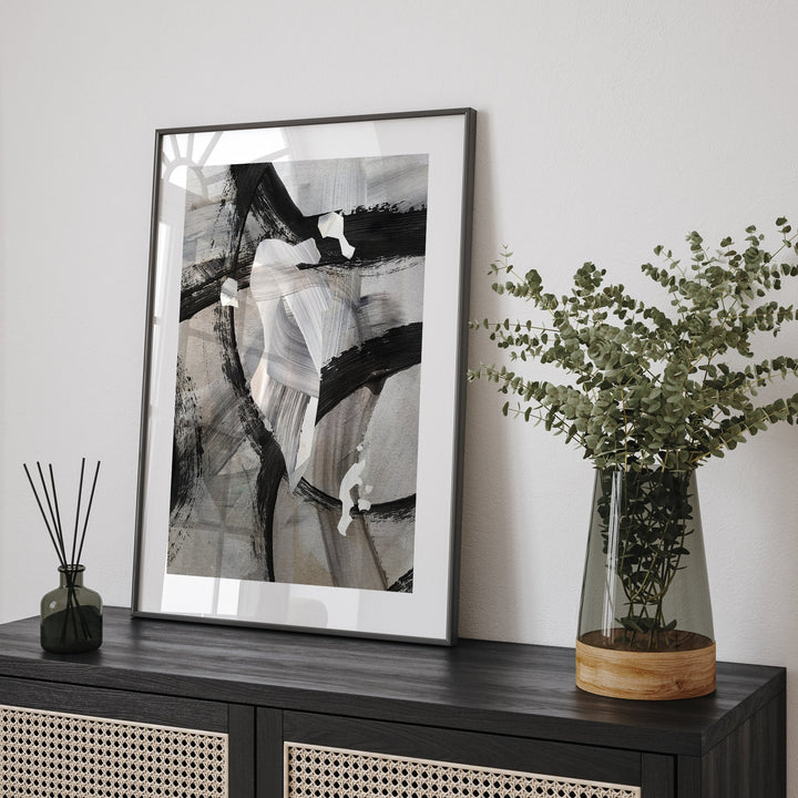 Bahrain Map | Black & Grey Abstract Painting Map of Bahrain Wall Art Print | Bahrain Traval Poster