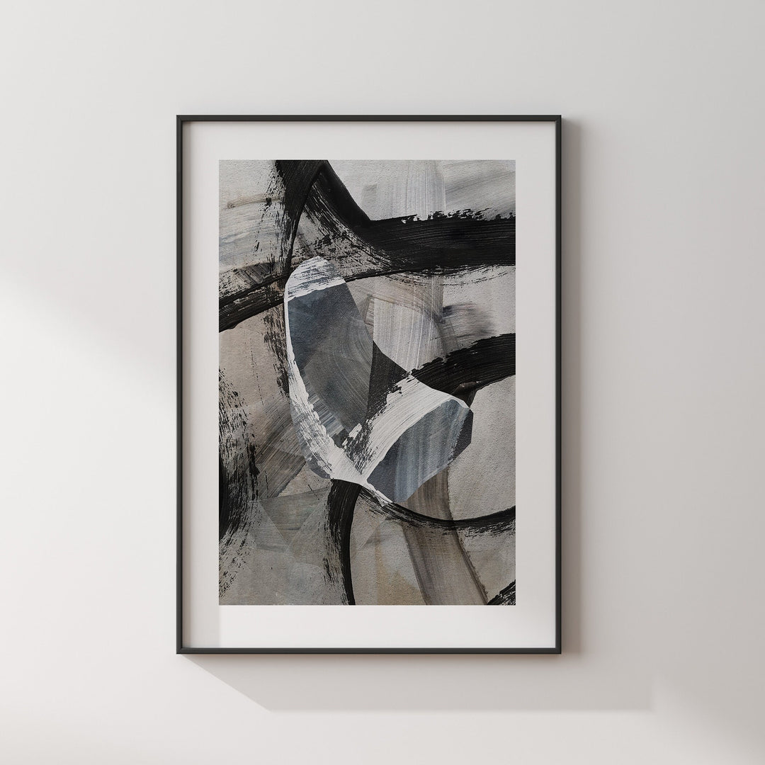 Barbados Map | Black & Grey Abstract Painting Map of Barbados Wall Art Print | Barbados Traval Poster