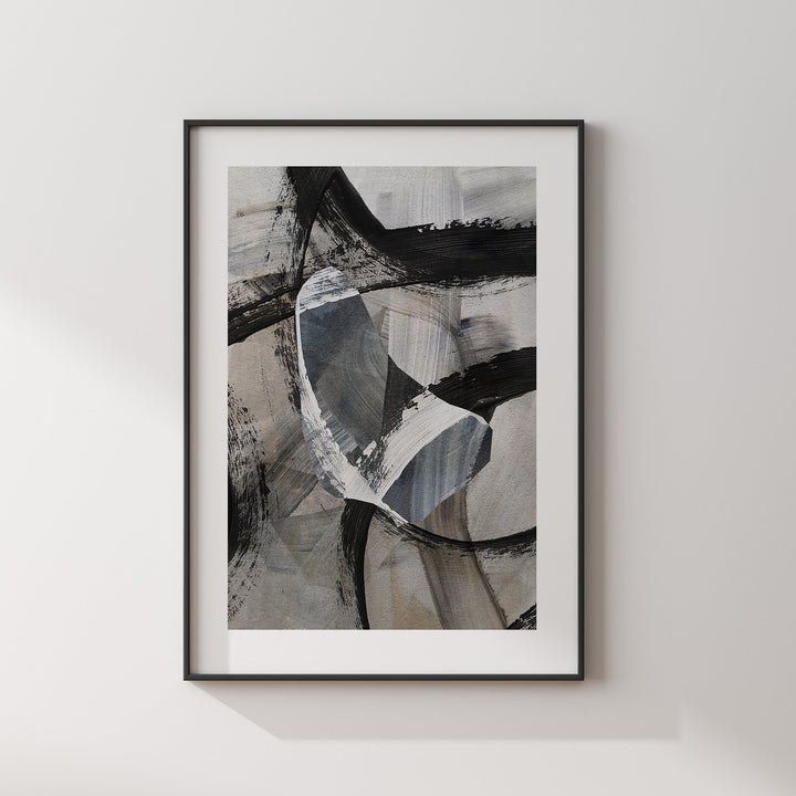Barbados Map | Black & Grey Abstract Painting Map of Barbados Wall Art Print | Barbados Traval Poster