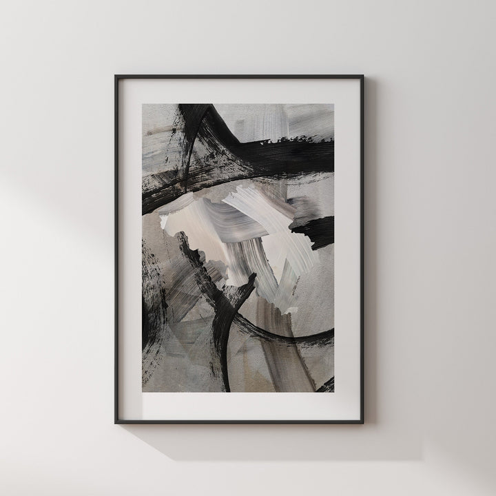 Belgium Map | Black & Grey Abstract Painting Map of Belgium Wall Art Print | Belgium Traval Poster