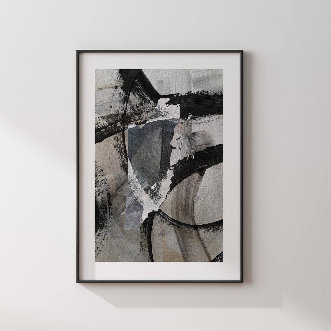 Belize Map | Black & Grey Abstract Painting Map of Belize Wall Art Print | Belize Traval Poster
