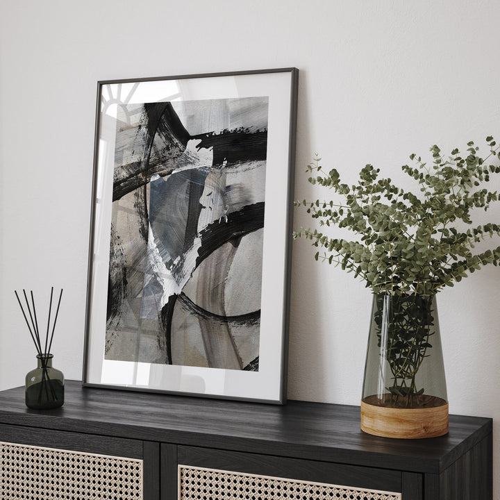 Belize Map | Black & Grey Abstract Painting Map of Belize Wall Art Print | Belize Traval Poster