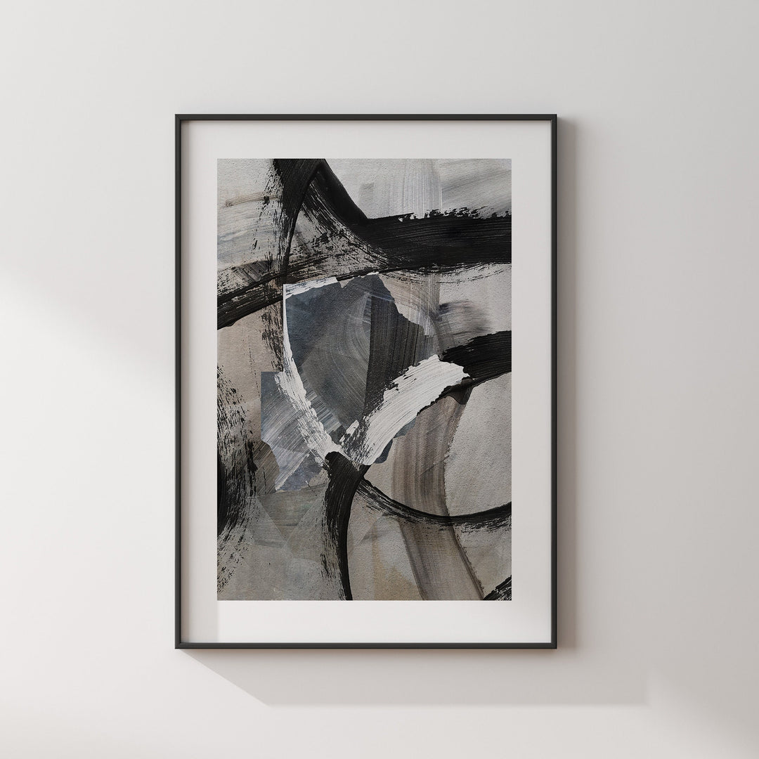 Botswana Map | Black & Grey Abstract Painting Map of Botswana Wall Art Print | Botswana Traval Poster