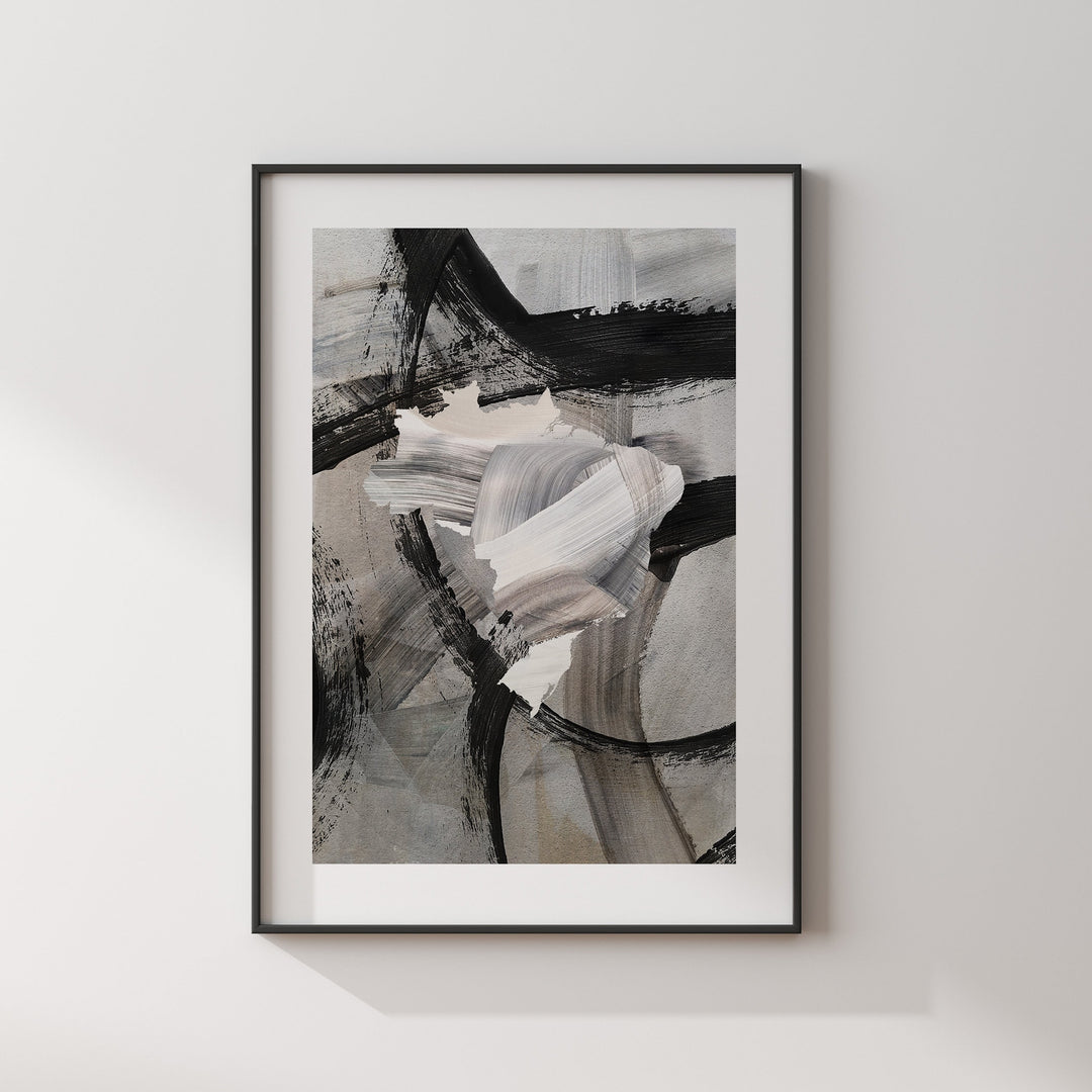 Brazil Map | Black & Grey Abstract Painting Map of Brazil Wall Art Print | Brazil Traval Poster