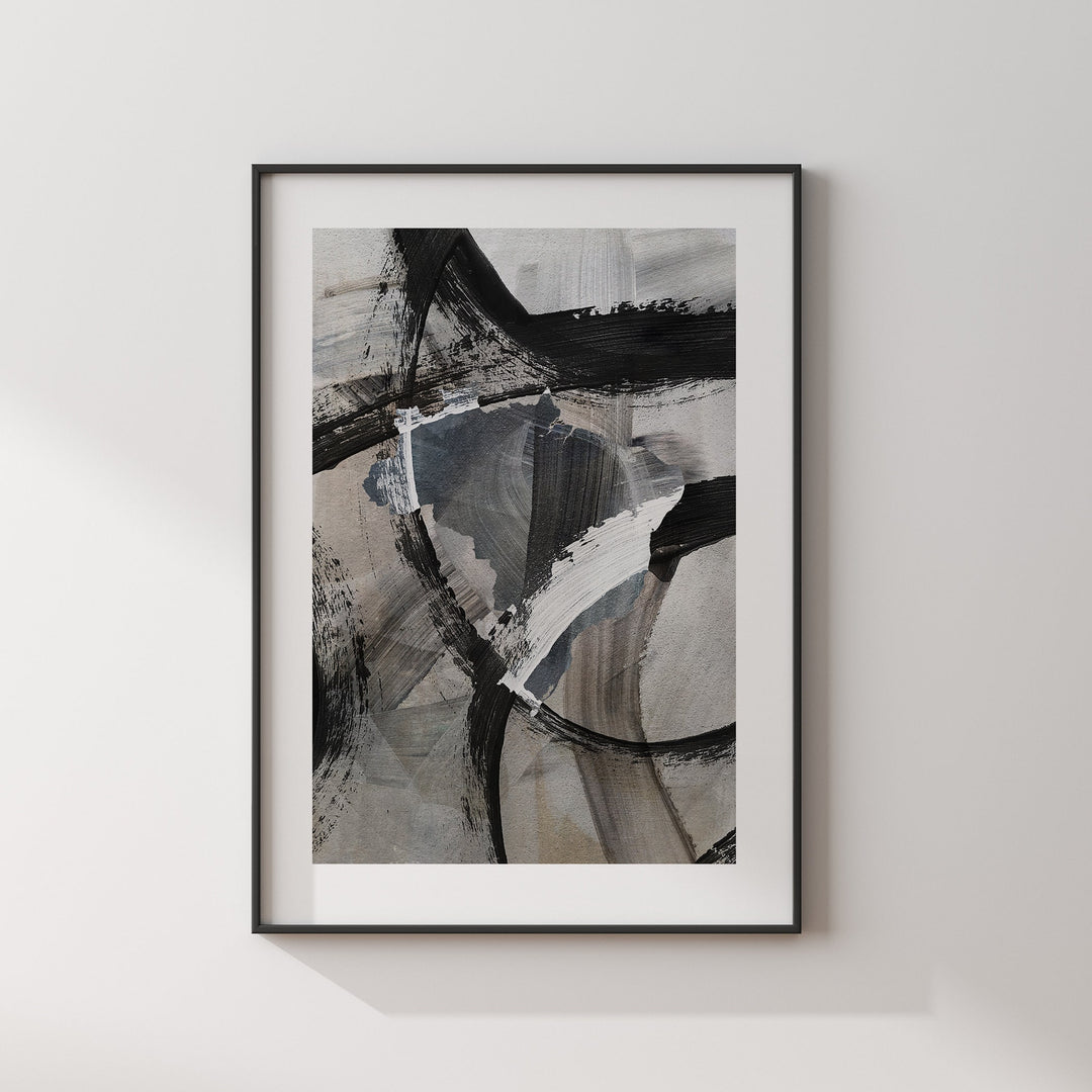 Brazil Map | Black & Grey Abstract Painting Map of Brazil Wall Art Print | Brazil Traval Poster