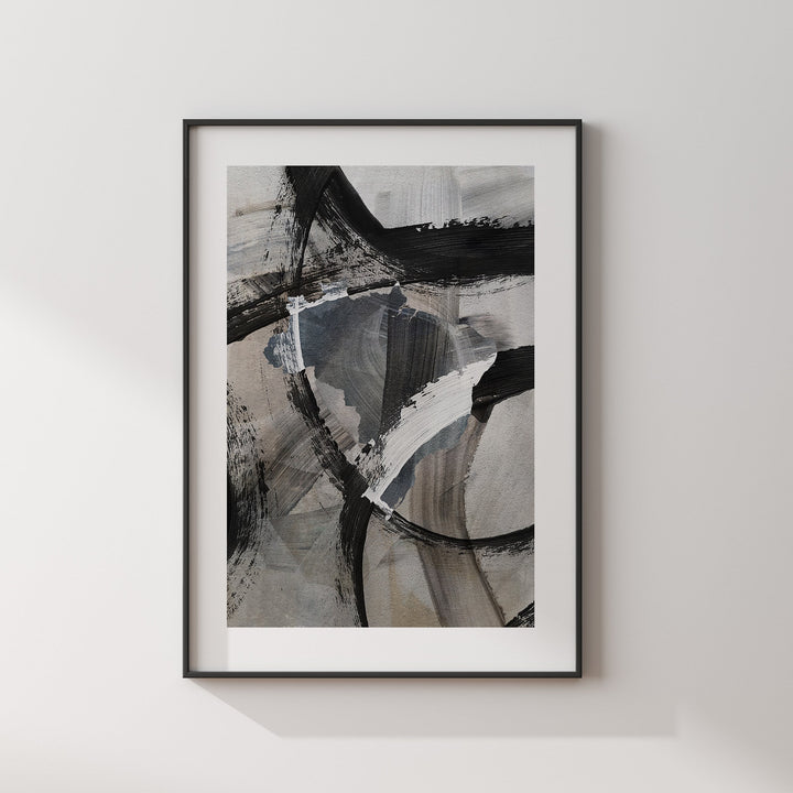 Brazil Map | Black & Grey Abstract Painting Map of Brazil Wall Art Print | Brazil Traval Poster
