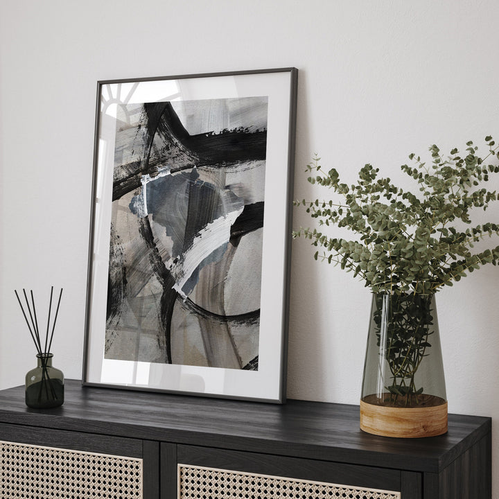 Brazil Map | Black & Grey Abstract Painting Map of Brazil Wall Art Print | Brazil Traval Poster