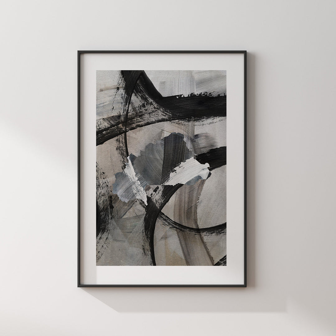 Burkina Faso Map | Black & Grey Abstract Painting Map of Burkina Faso Wall Art Print | Burkina Faso Traval Poster