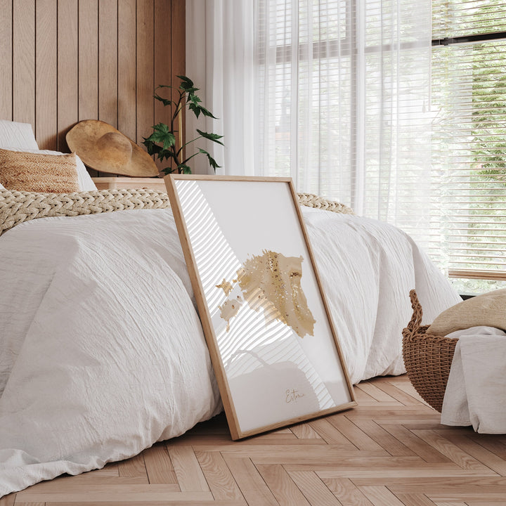 Estonia Map Beige & Gold Wall Art Print