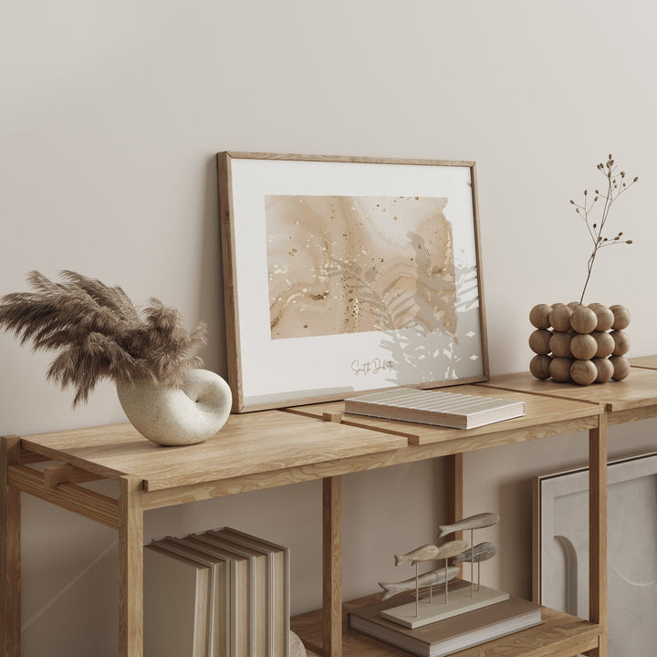 South Dakota Map Beige & Gold Wall Art Print | US State | USA | United States of America