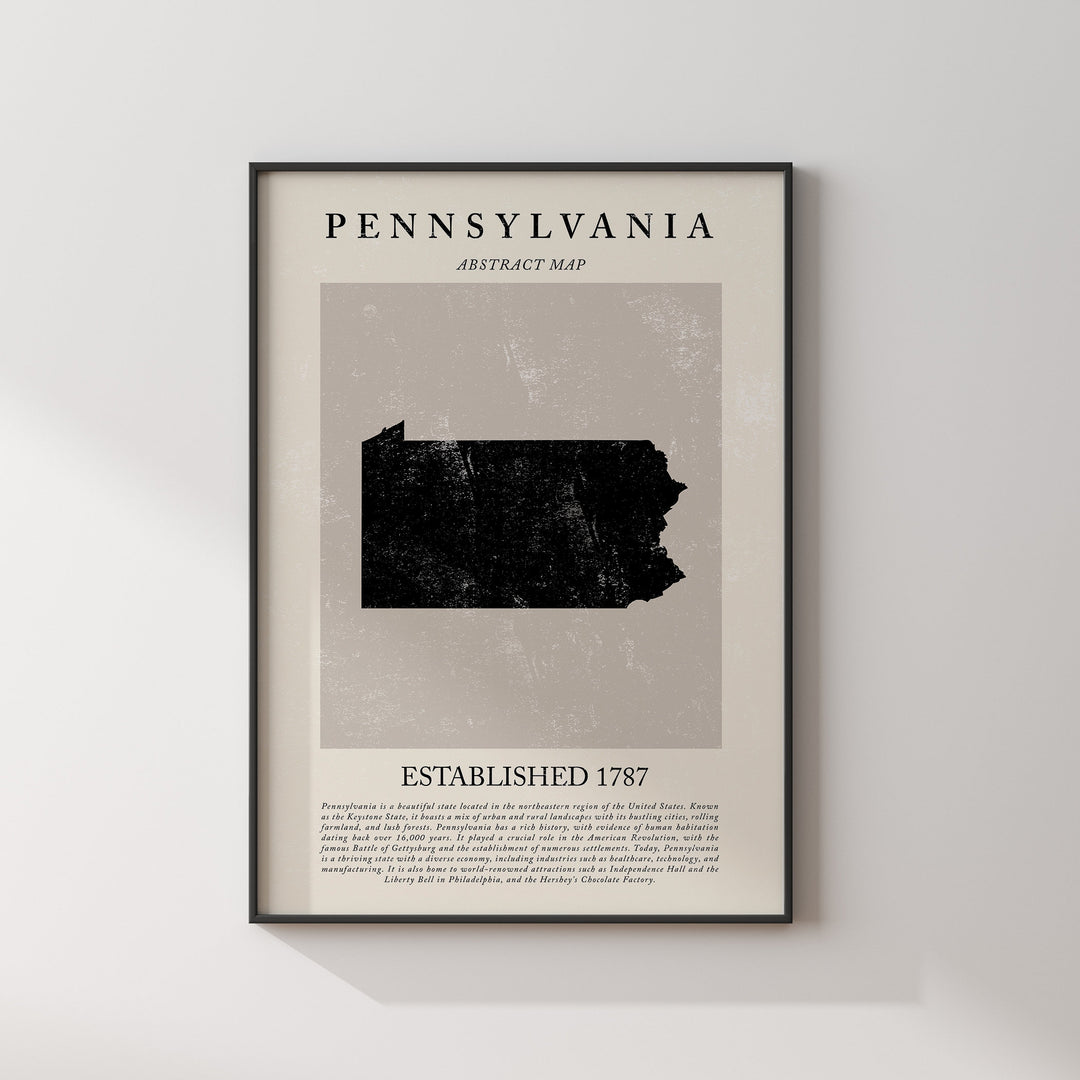 Abstract Pennsylvania Map Vintage Wall Art Print US State | United States of America | USA Travel Poster