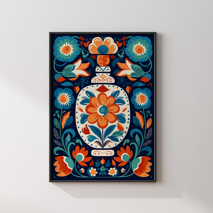 Mexican Talavera Pattern Wall Art | Mexico Wall Art Print | Mexican Decor | Floral Vase Edition