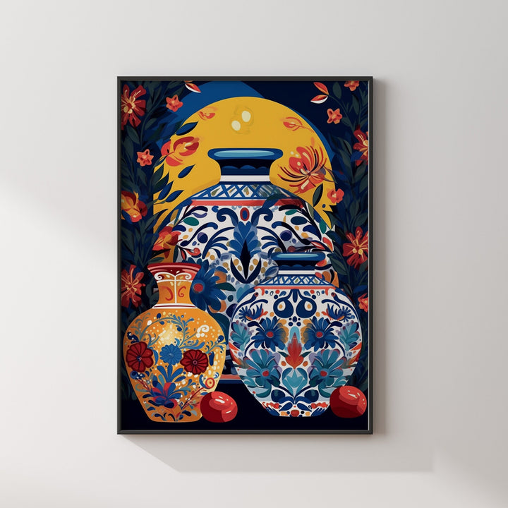 Mexican Wall Art | Talavera Vase Pattern | Mexico Wall Art Print | Mexican Decor
