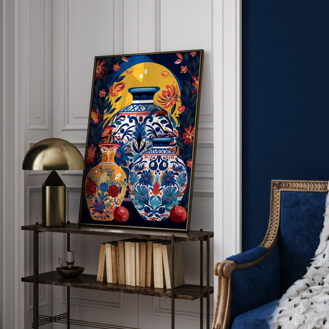 Mexican Wall Art | Talavera Vase Pattern | Mexico Wall Art Print | Mexican Decor